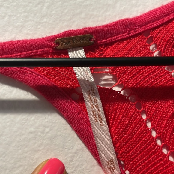 Free People Red and pink Textured long sleeve dress - Picture 6 of 7